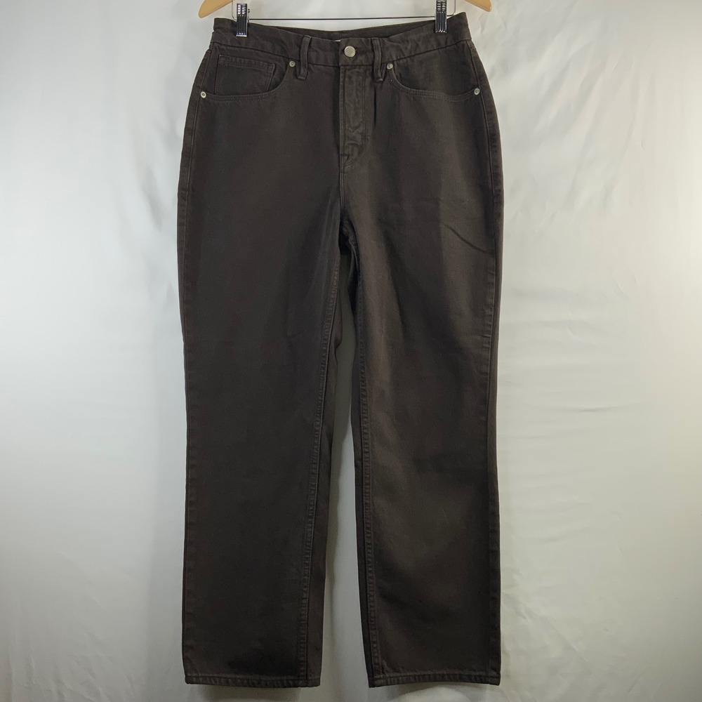 Good American High Rise Straight Leg Jeans Espresso Brown Size 8/29
